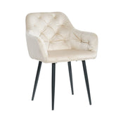 Scaun tip fotoliu living/ dining, bej, tapiserie catifea, cadru metalic, fix, 62x58x82, Velvet Old